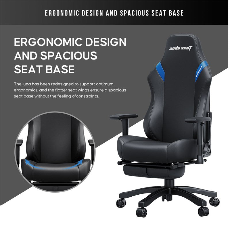 Andaseat Luna Pro with Footrest, Large Gaming Chair, PVC Leather Andaseat Luna Pro with Footrest, Large Gaming Chair, PVC Leather